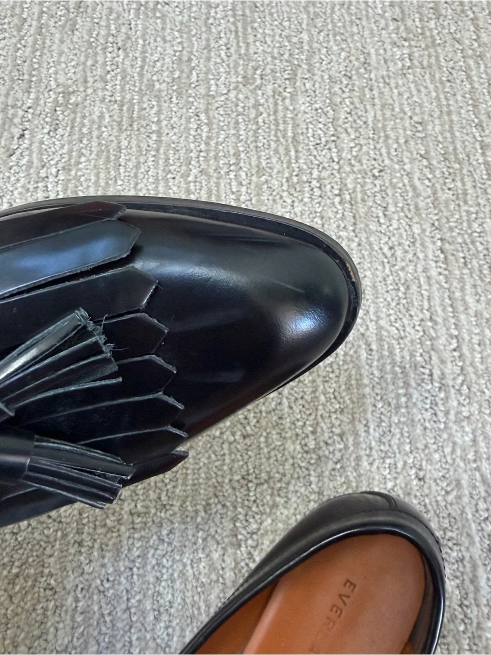 Everlane The Modern Tassel Loafer in Black Leather Size 7